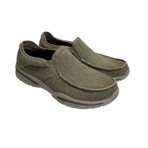 Skechers Mens Relaxed Fit Canvas Slip-On Shoes Khaki Size 10 Comfortable Casual